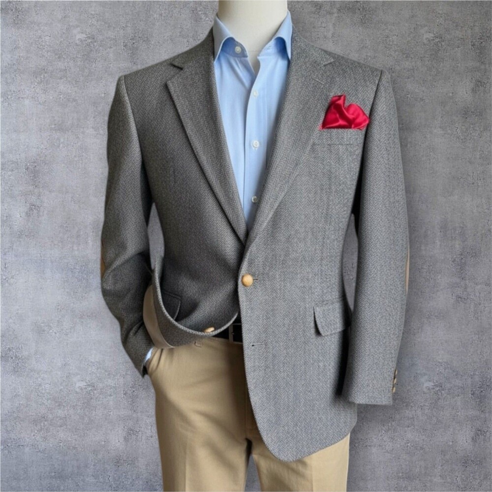 REED ST. JAMES Vintage Mens Jacket 42R TWEED Blazer Sport Coat Two Button Jacket